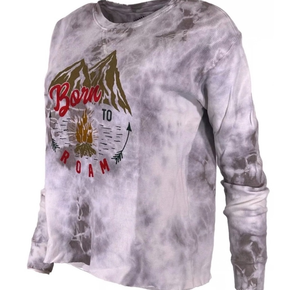 ⭐️NWT CHILLIONAIRE BY AFFLICTION Women's Thermal Shirt BORN TO ROAM SZ L